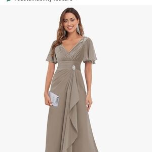 Elegant Taupe Evening Gown